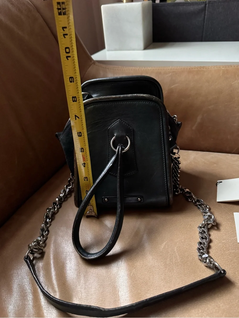 Jean Paul Gaultier Dark Green Leather Crossbody Chain Strap and short handles